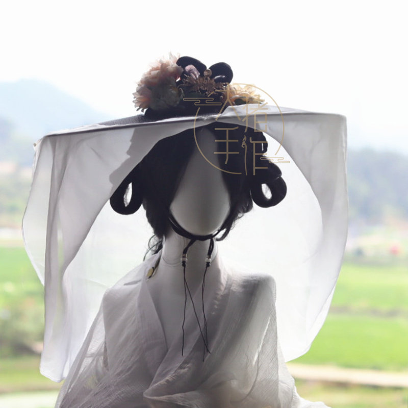 猪手作汉服唐复原唐代帷帽幕篱拍照道具面纱帽子