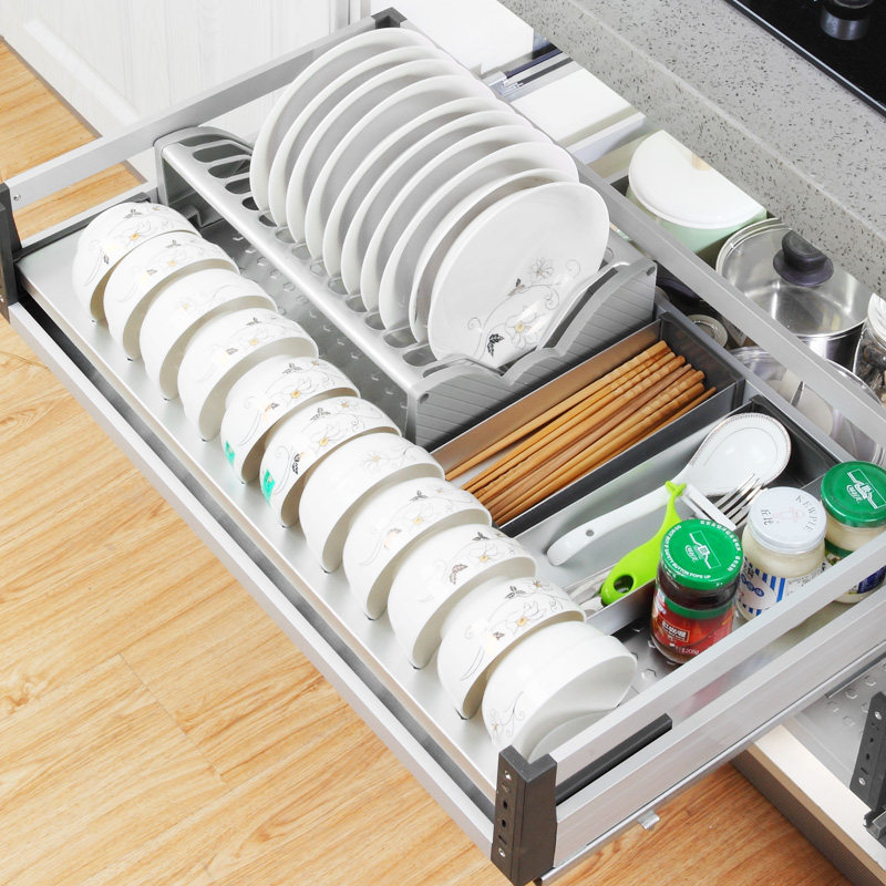 橱柜拉篮铝合金太空厨房碗篮厨柜拉蓝拉篮