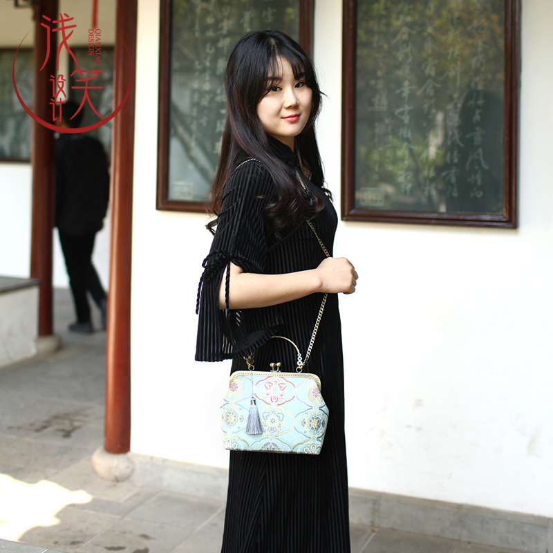 真丝手工包包旗袍配包中国国风宴会礼服单肩女士包袋