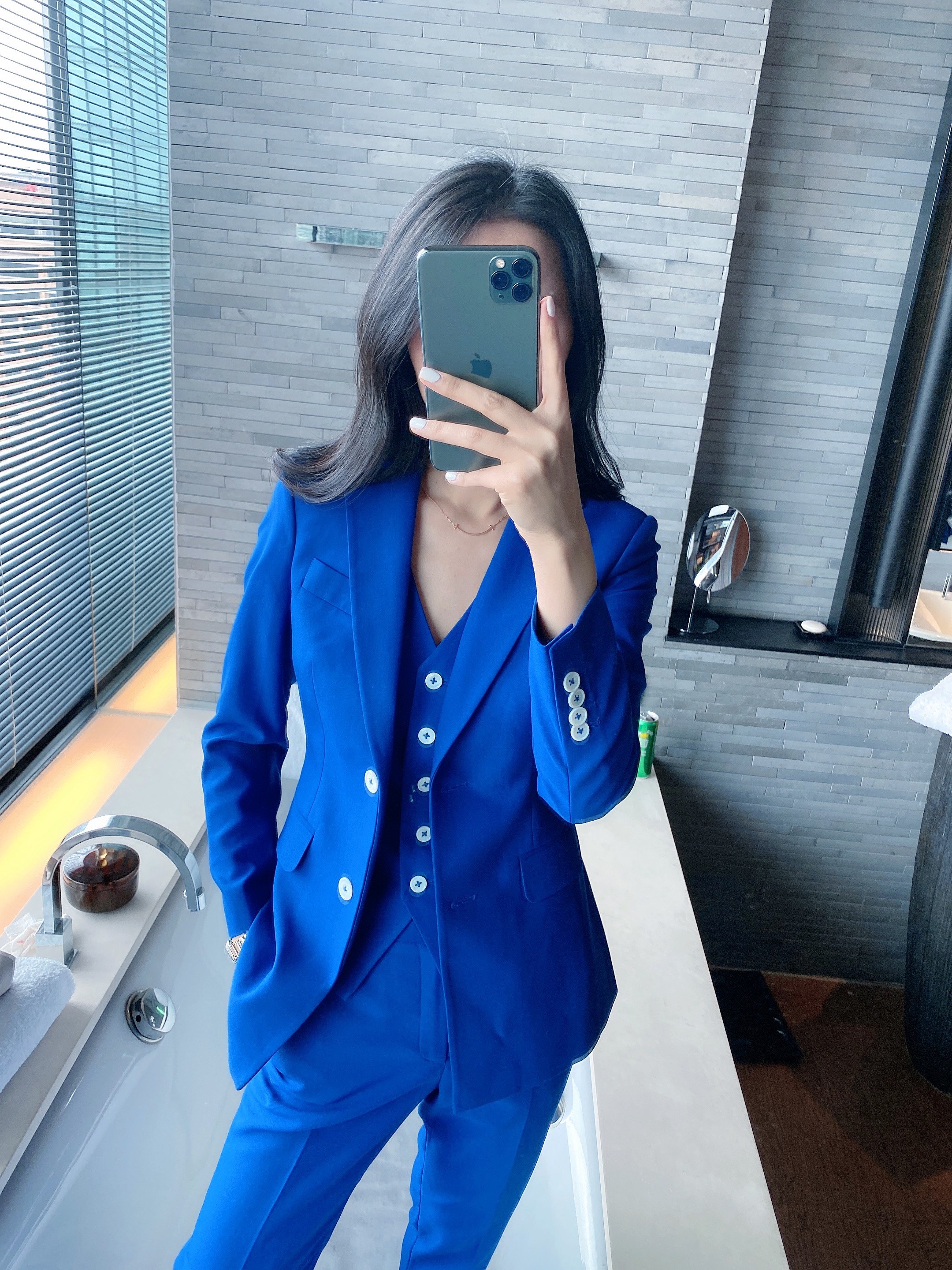 2020秋季新款完美美关系陈数同款宝蓝色三件件套西装