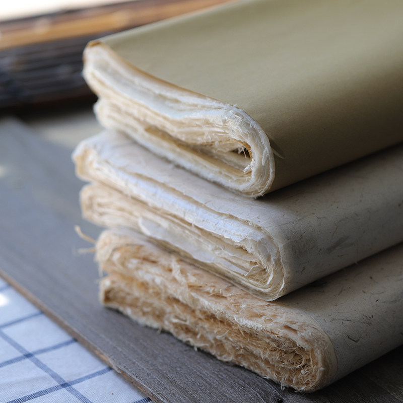 毛边同和纸庄4尺雁皮宣纸薄款蝉翼皮纸书法作品宣纸