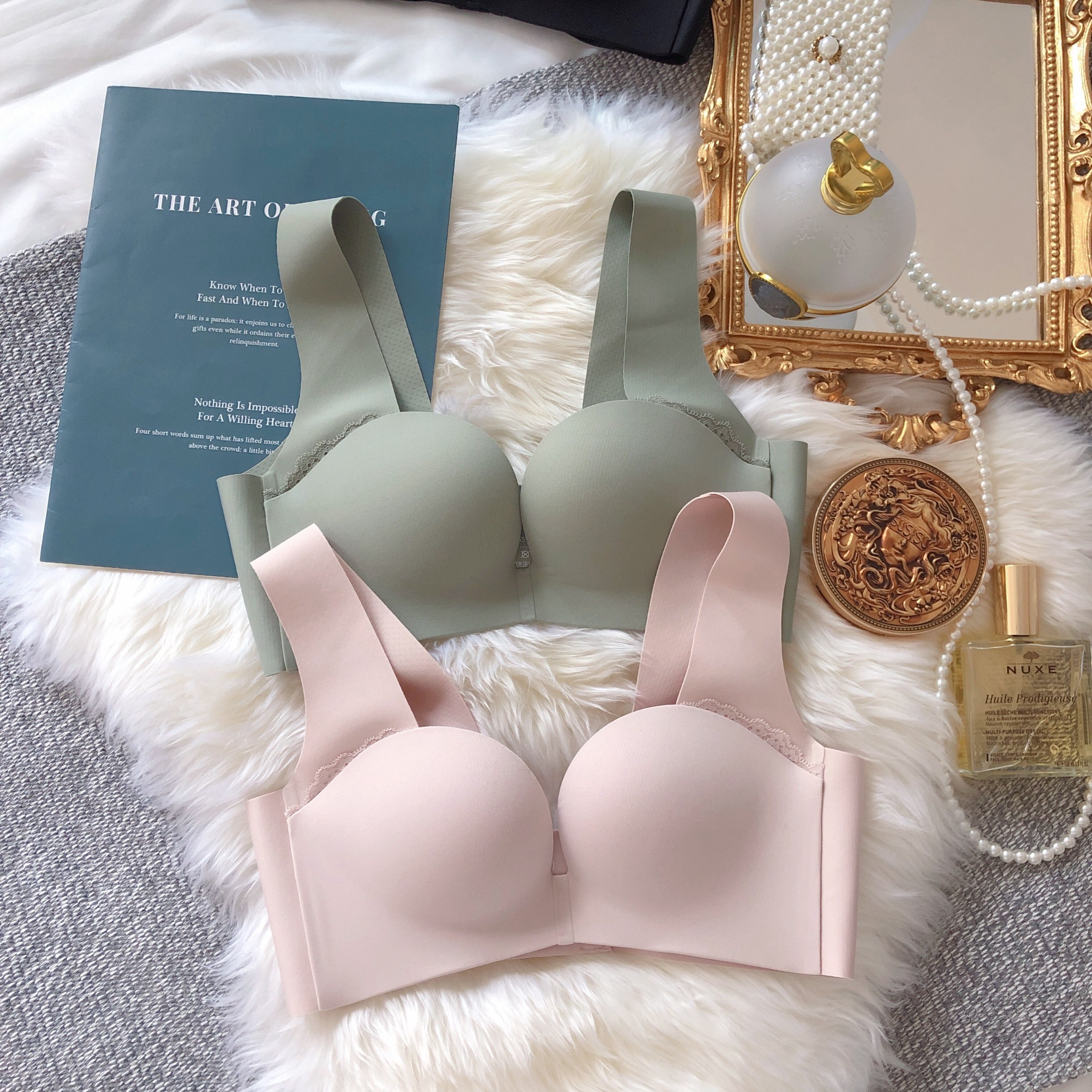 日本内衣不勒肩带不空杯钢圈聚拢小胸上托半球文胸