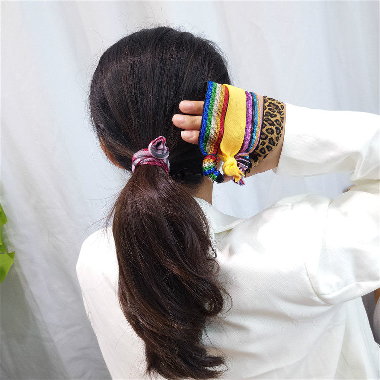 彩虹发绳网红头发豹纹发手链头绳女高弹力简约发饰