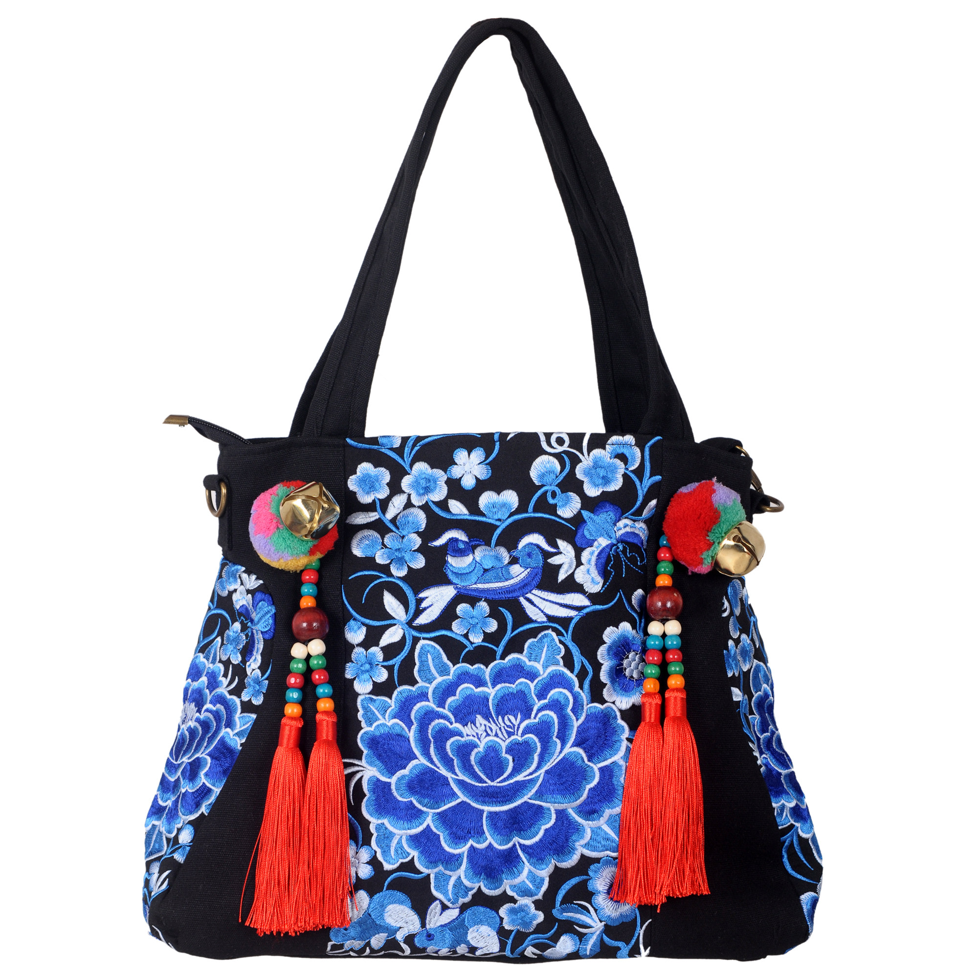 云南民族风布艺刺绣女包新款2021手提流苏绣花包百搭单肩斜挎包女