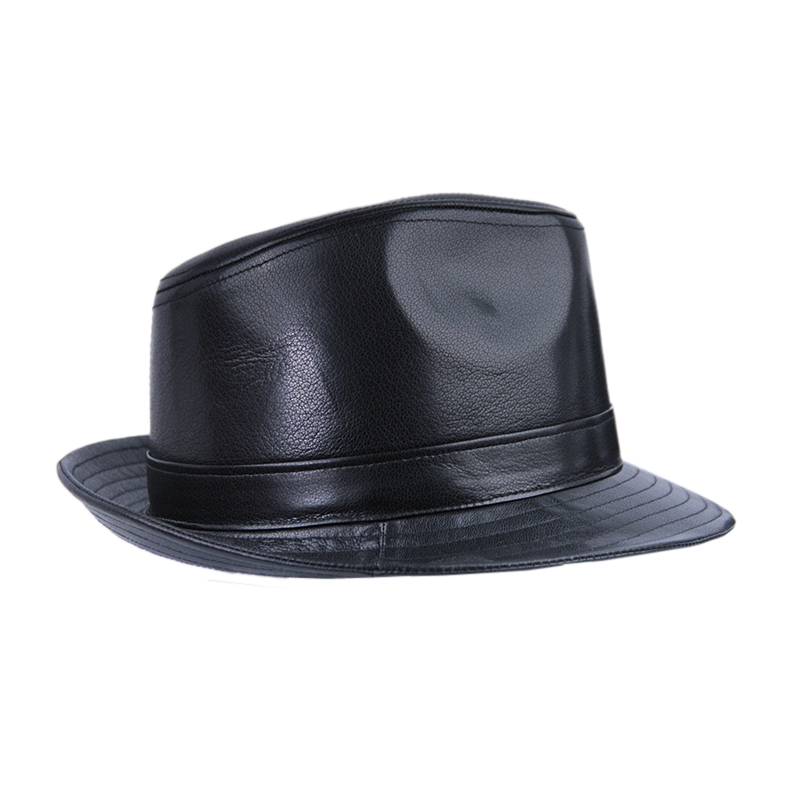 礼帽盛锡福帽子秋冬新款男士绅士羊皮休闲真皮帽子
