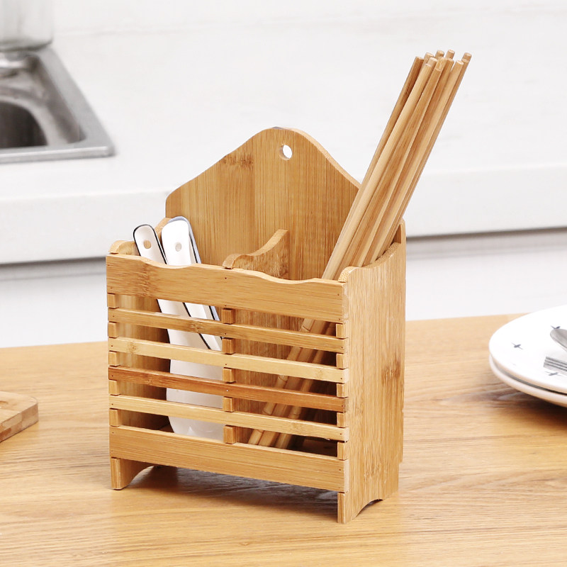 筷子家用竹木挂式沥水架快筒筷笼厨房用品勺子餐具笼