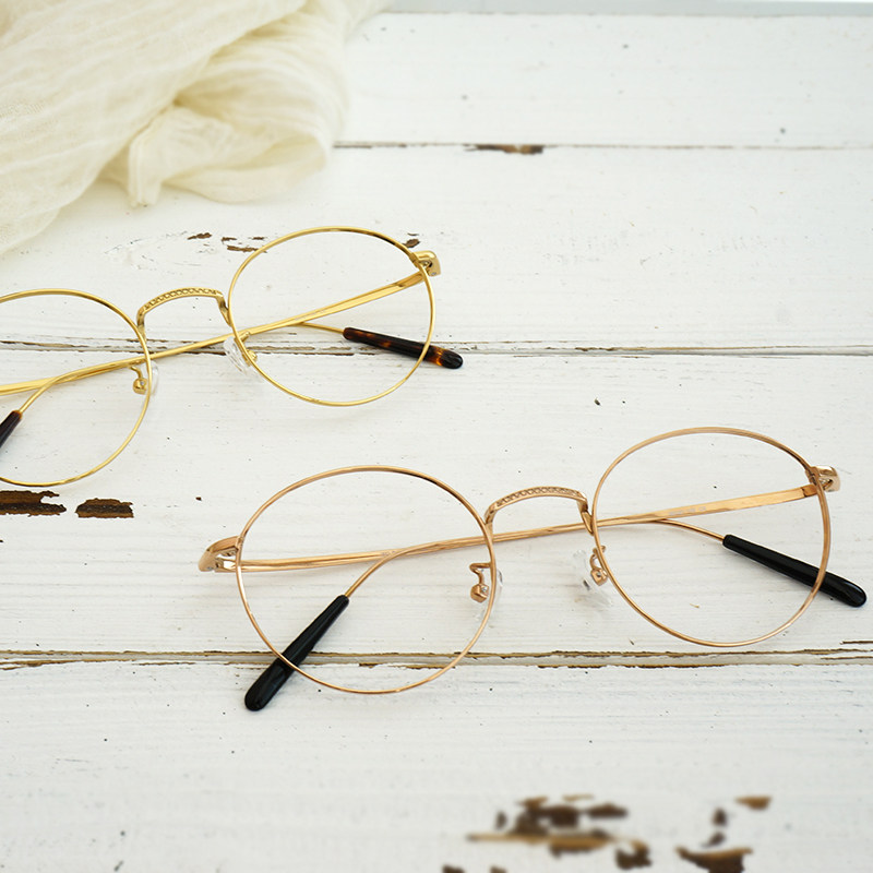 日系复古文艺超轻小脸圆框纯钛眼镜框女镜架可配近视眼镜有度数