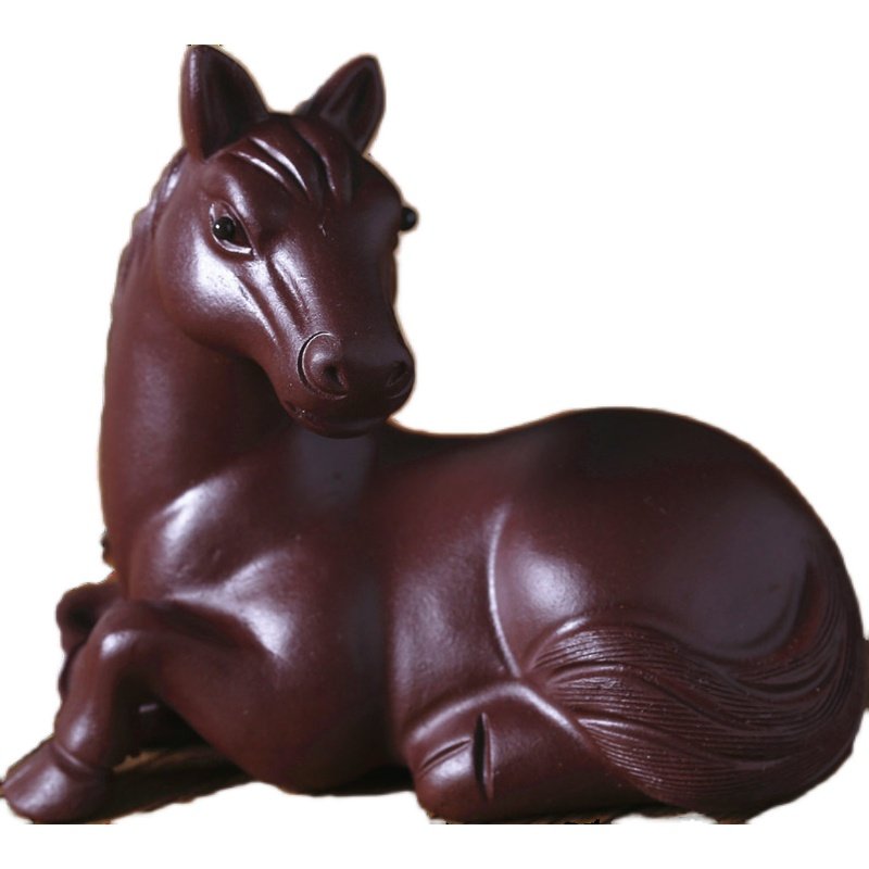 手工紫砂雕塑茶盘摆件茶宠卧槽马生肖茶虫精品茶宠摆件