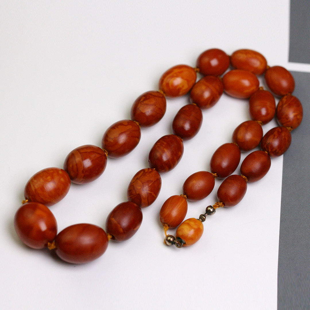 老蜜红花项链原装清代链子梵家天然传承老红颈饰