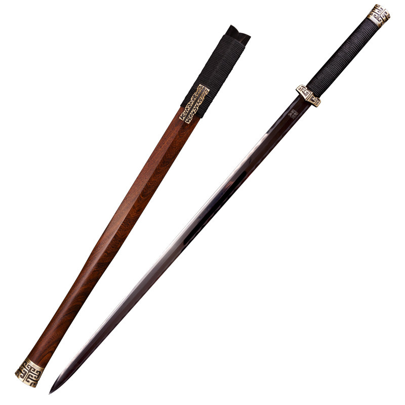 泉字号手百炼炼钢羽毛纹覆土烧研磨古法法上刀剑