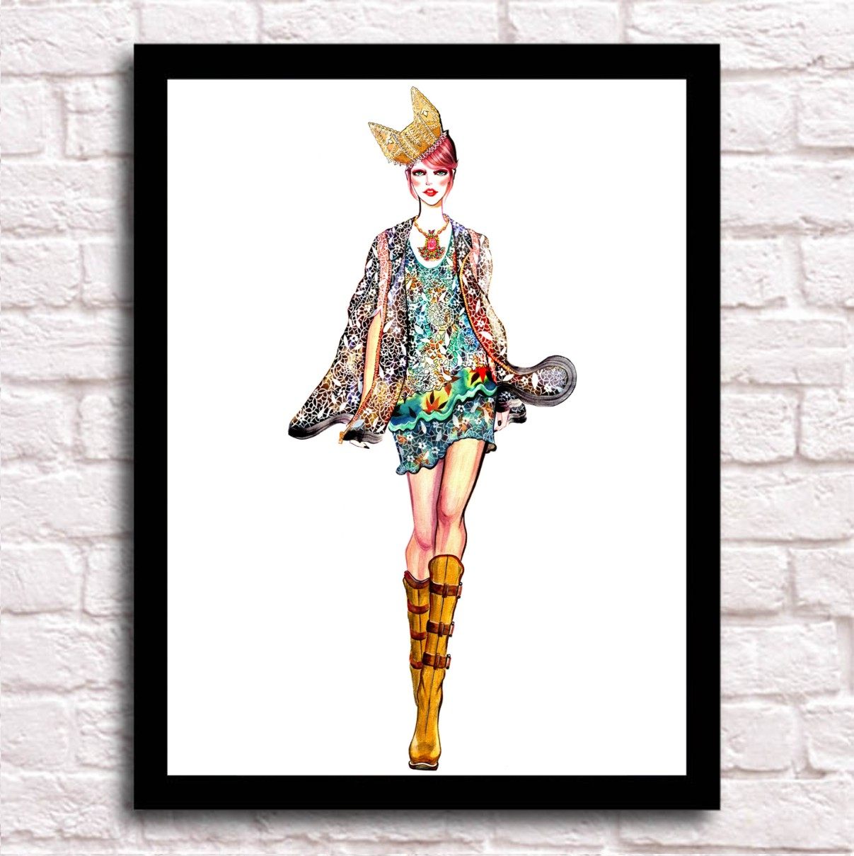 手绘服装店装饰画男女装店时装挂画橱窗装饰背景墙壁画试衣间墙画