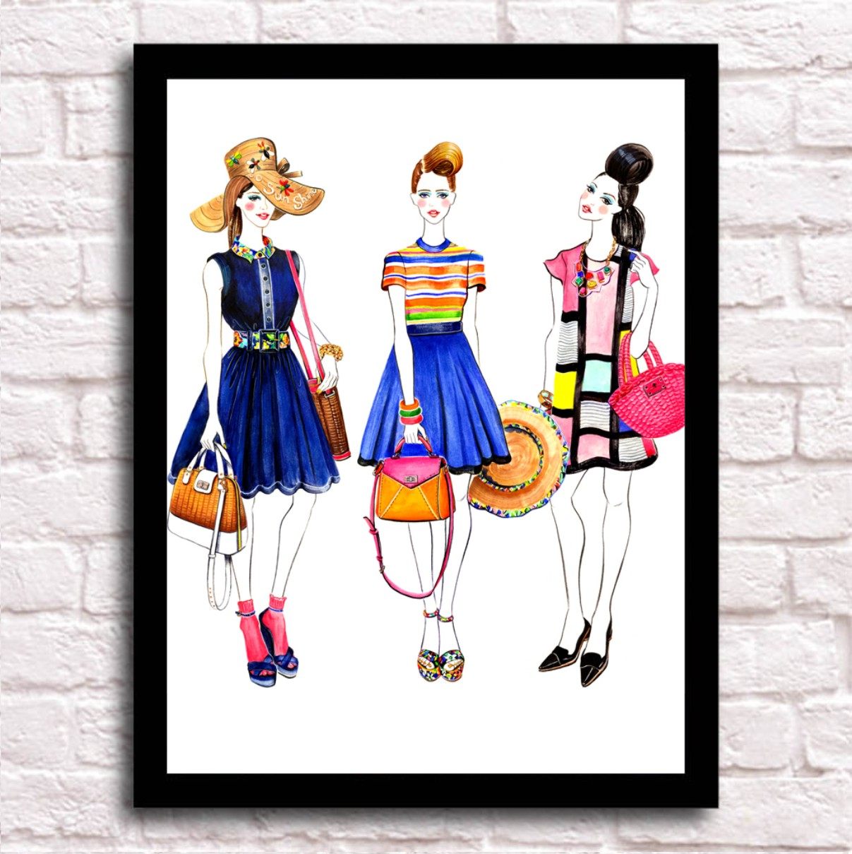 手绘服装店装饰画男女装店时装挂画橱窗装饰背景墙壁画试衣间墙画