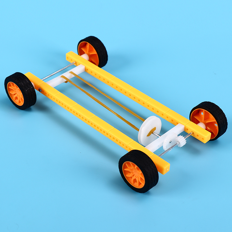 科学实验玩具橡皮筋回力动力小车模型科技小制作发明赛车反冲力车
