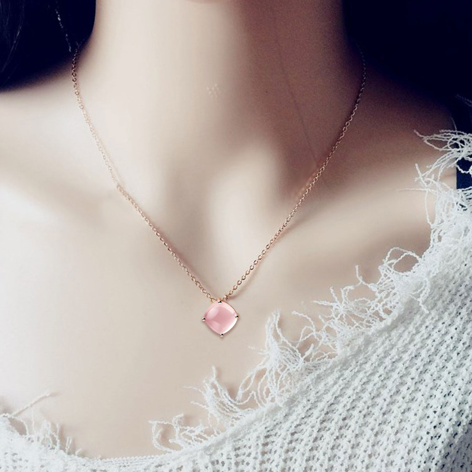 项链锁骨生日老婆女友饰品时尚简约吊坠水晶项链