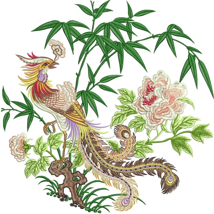 团凤民族风唐装旗袍汉服来料加工电脑刺绣绣花制版民族服装定制