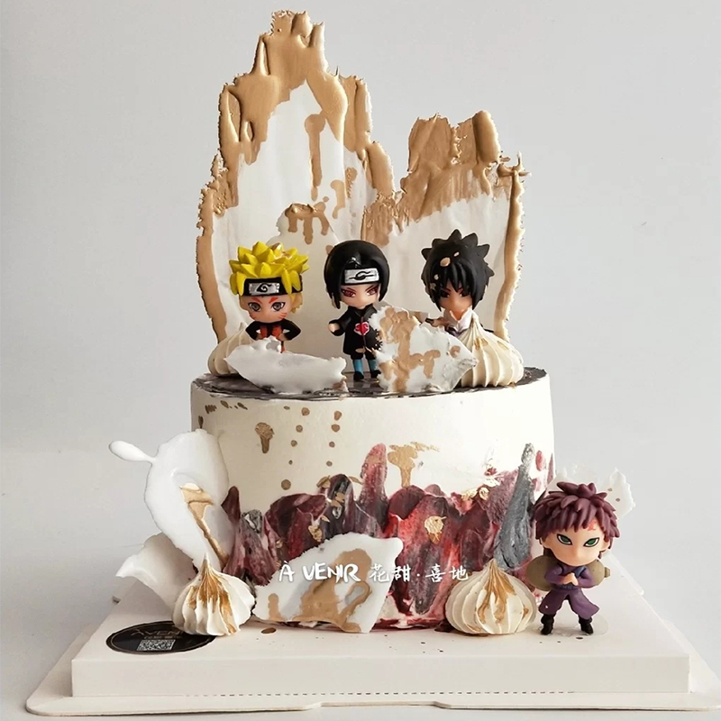 火影鸣人卡通生日蛋糕火影忍者摆件公仔动漫配件节日装扮用品