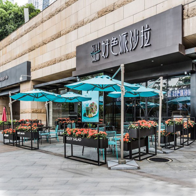 铁艺户外花架落地花箱种植花槽咖啡餐厅长条隔断围栏商场外摆定制