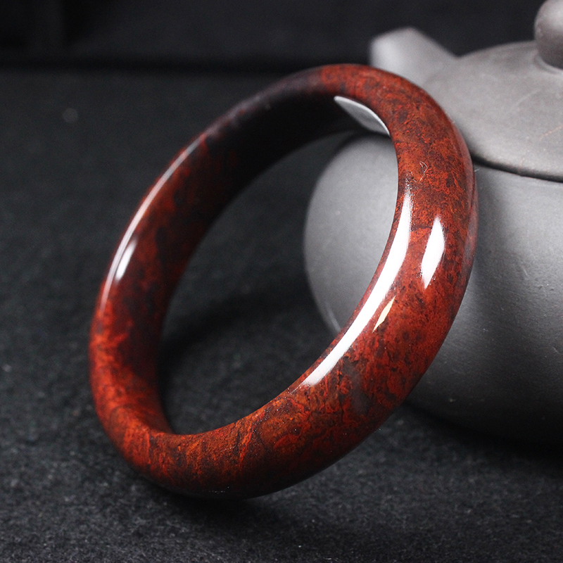 鸡血正品石手镯手镯桂林玉镯女款纯天然红玉玉石手饰