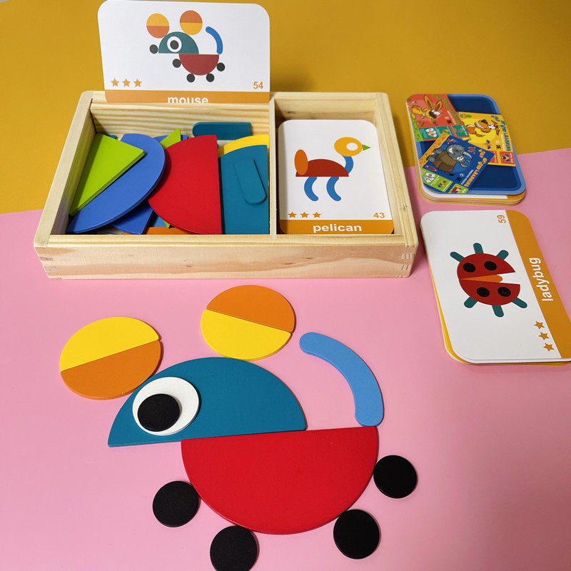 蒙氏早教教具几何创意拼图拼板23岁儿童启蒙拼图