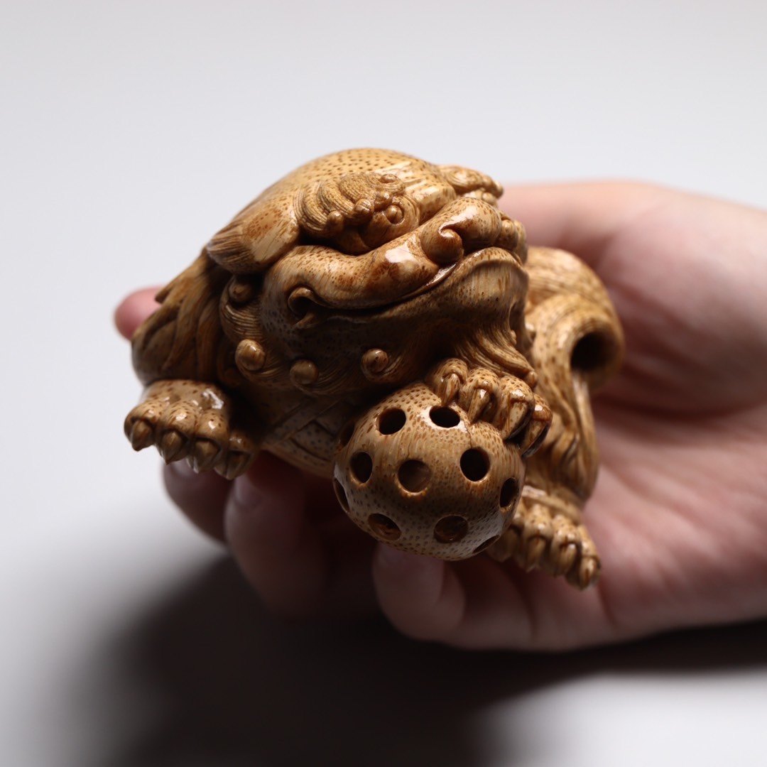 绣球狮子根雕品竹精品国强宁竹杨国强大师工艺美术竹编