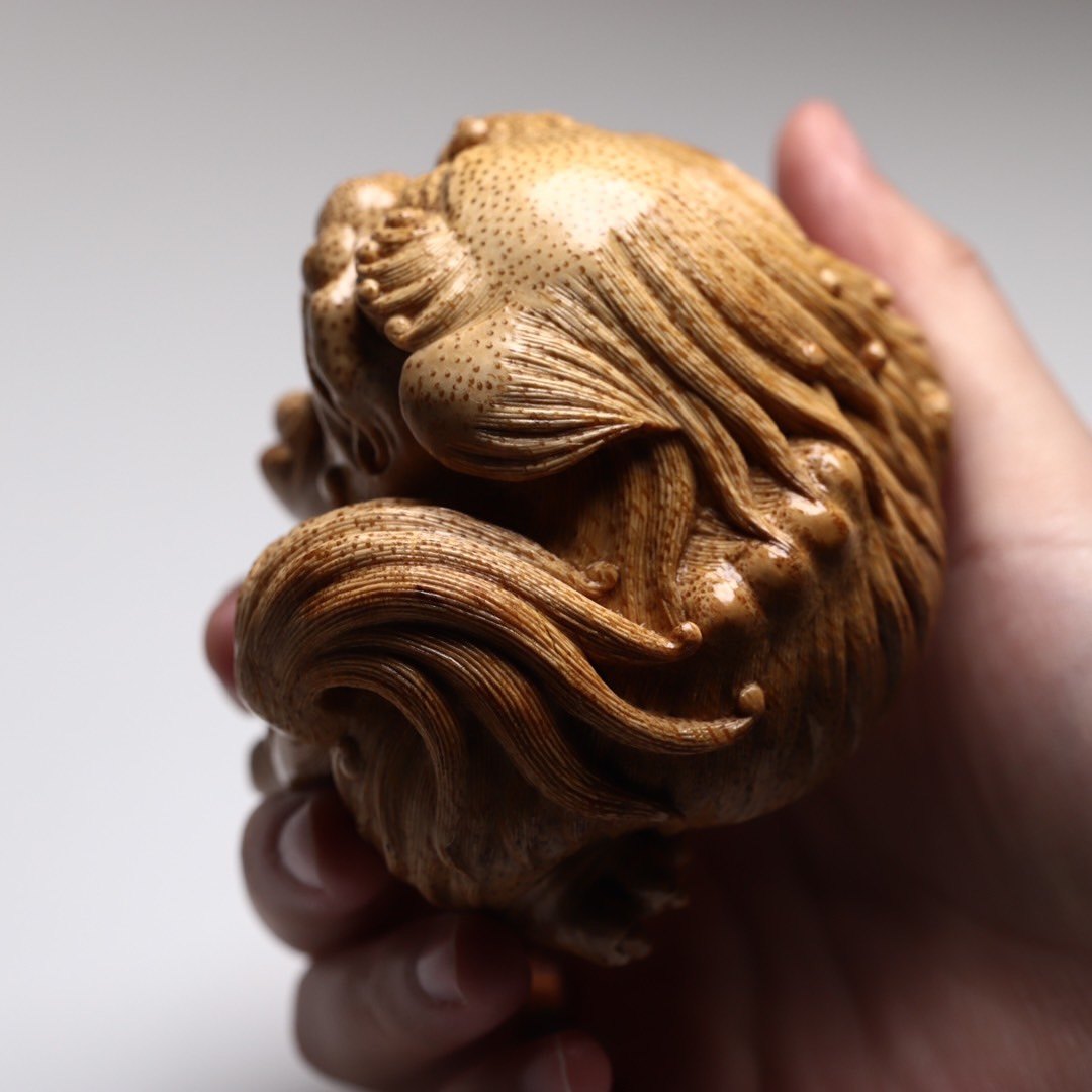 绣球狮子根雕品竹精品国强宁竹杨国强大师工艺美术竹编