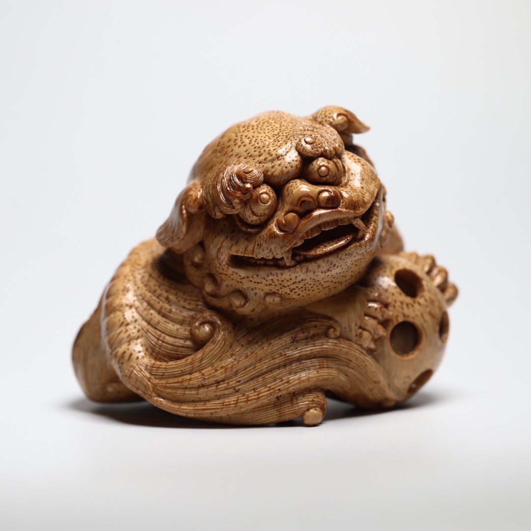 绣球狮子根雕品竹精品国强宁竹杨国强大师工艺美术竹编