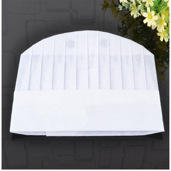 带眼一次性厨师帽高中低无纺布纸帽红边船帽酒店平顶一次性寿司帽