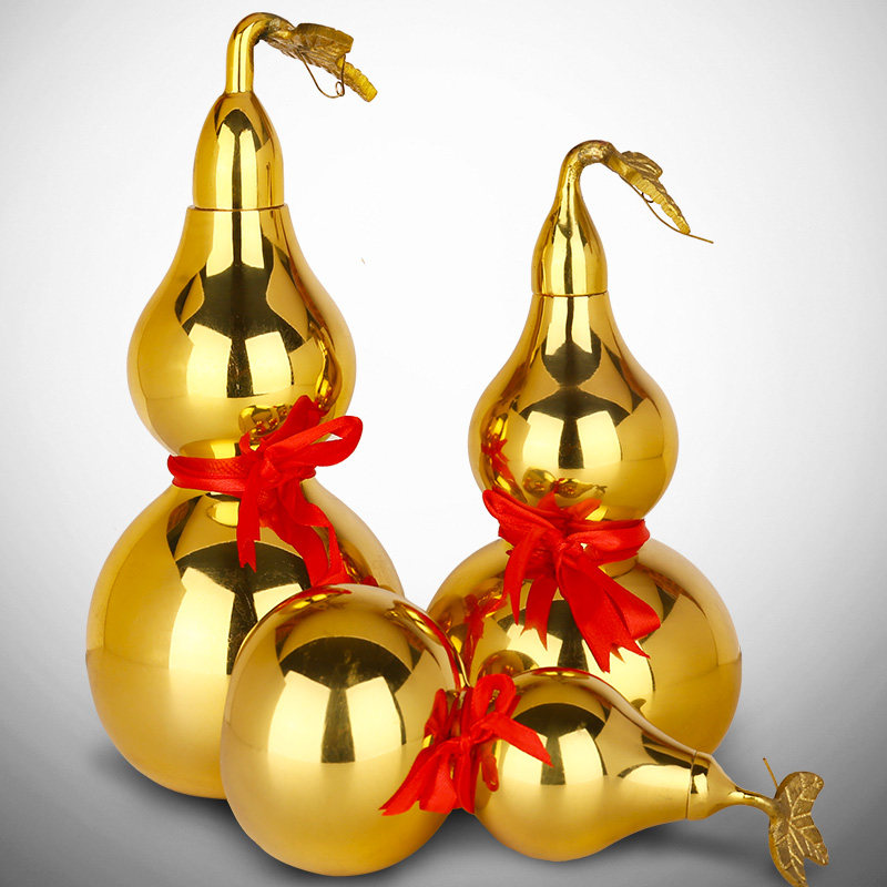 木师傅铜胡芦风水摆件纯铜开口小号空心葫芦招财镇宅八卦化煞挂件