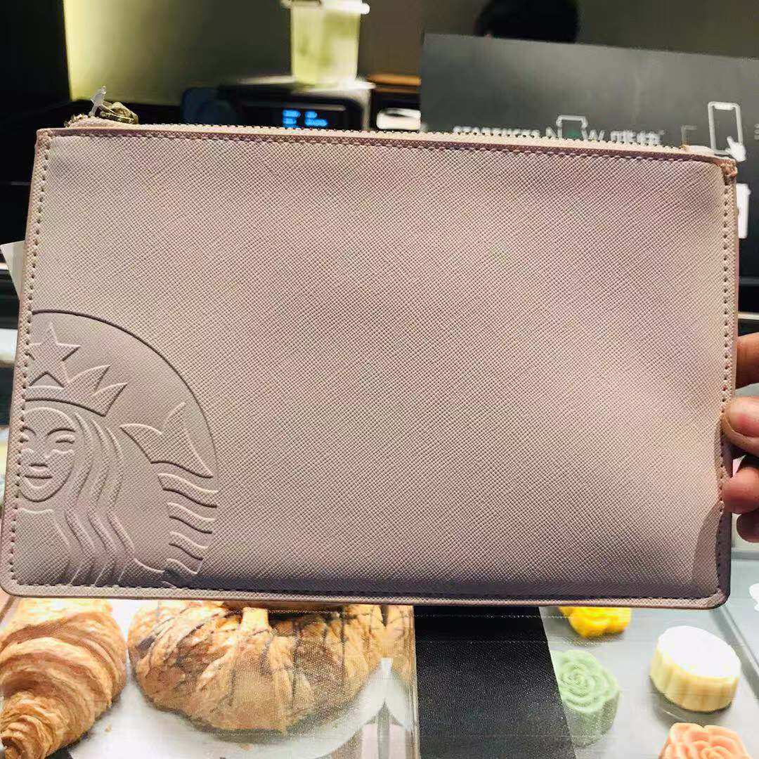 旅行手包星巴克夏季女士女生粉色拉链七夕情人节通用款女包