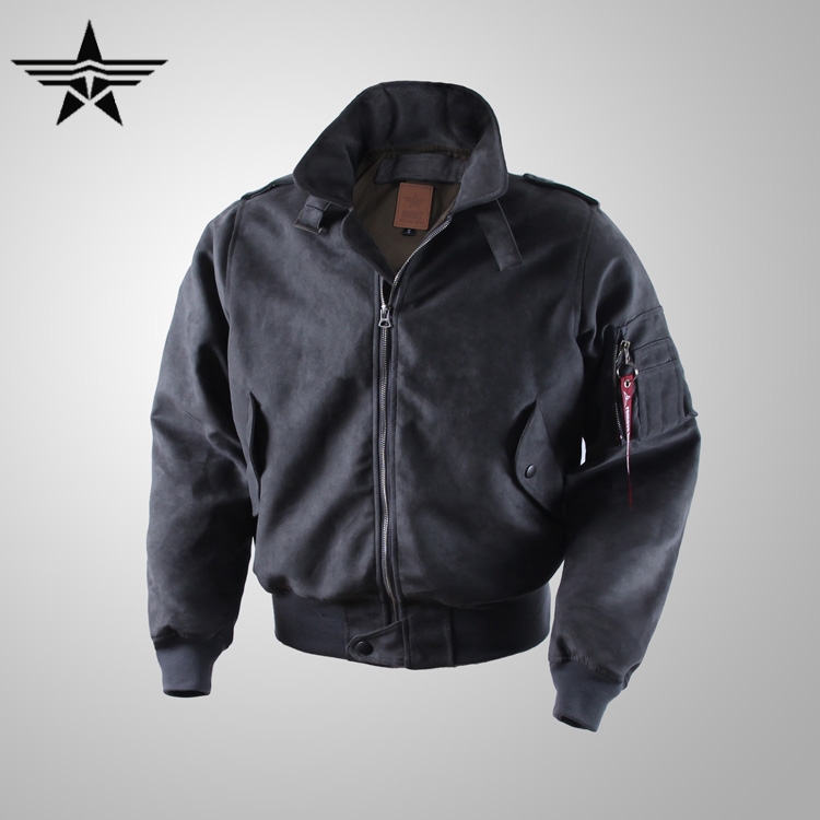 MA1改良麂皮绒夹克男装外套短款灰色春秋军旅宽松潮