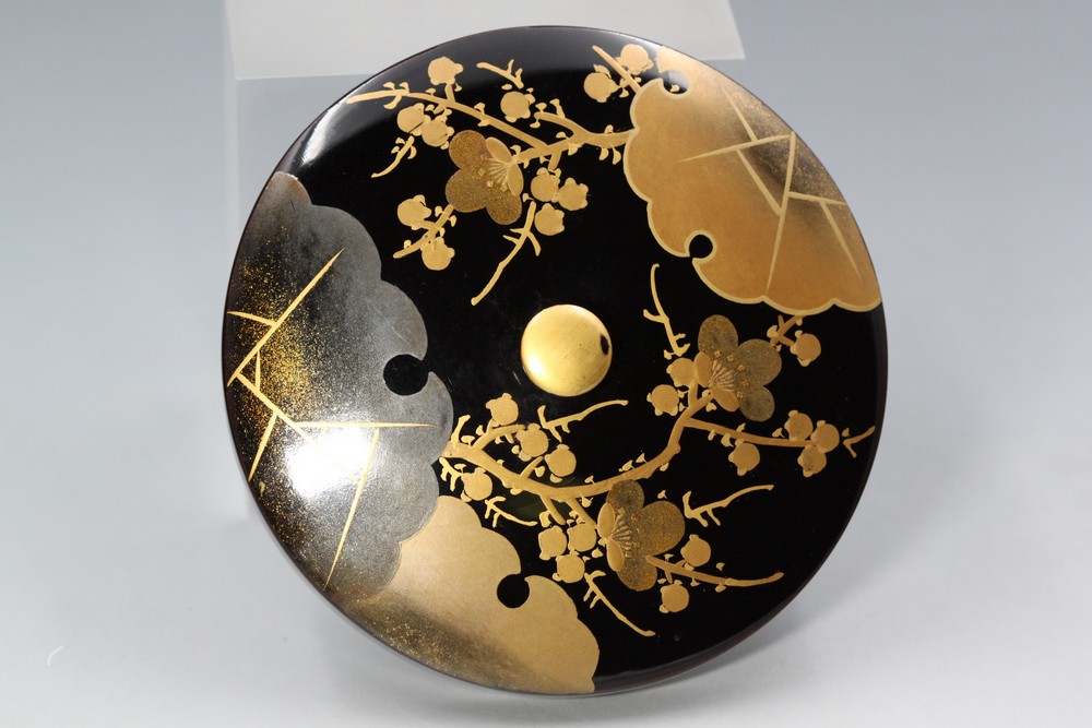 日本金箔茶盏建盏套装客套带盖梅纹漆器莳绘茶托