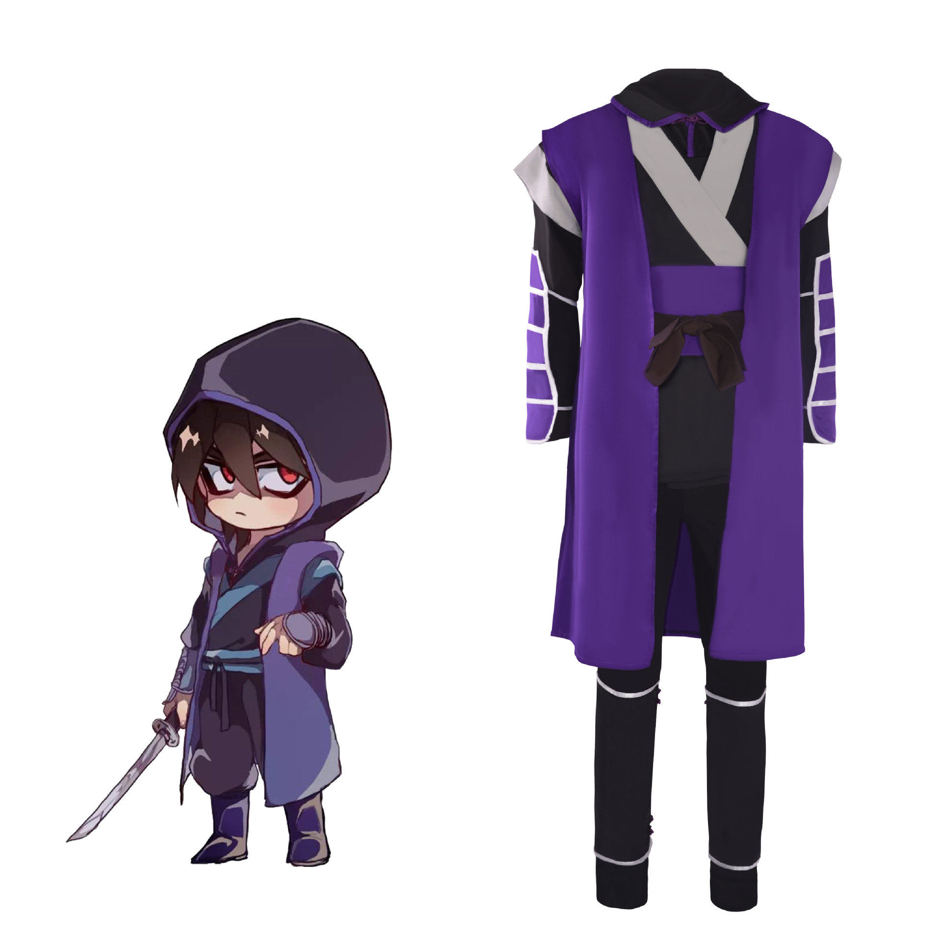 刺客六七儿童成人武士567cos套装风衣全套紫色民族服装