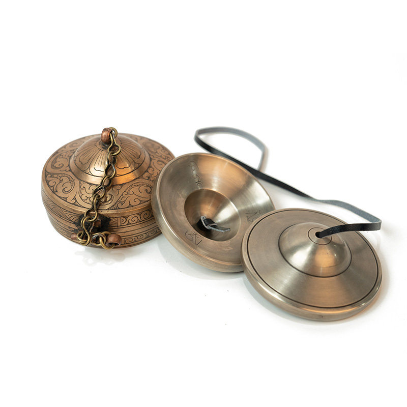 尼泊尔手工纯铜碰铃藏传佛教法器密宗摆件碰钟撞铃碰钟
