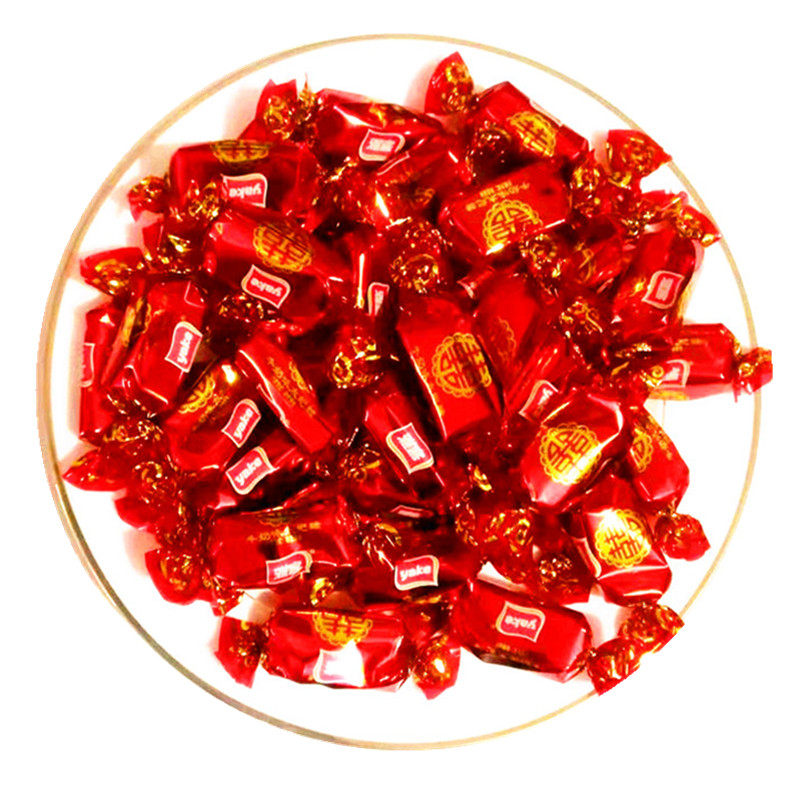 雅客龙凤喜糖牛奶太妃糖双红色喜字奶糖500g糖果