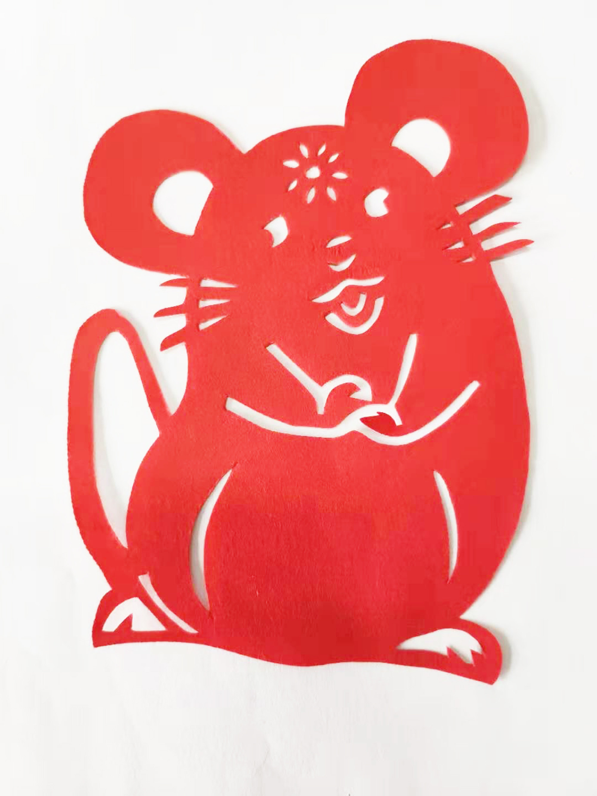 老鼠鼠年吉祥剪纸贴纸手工窗花花红宣纸中国特色喜字