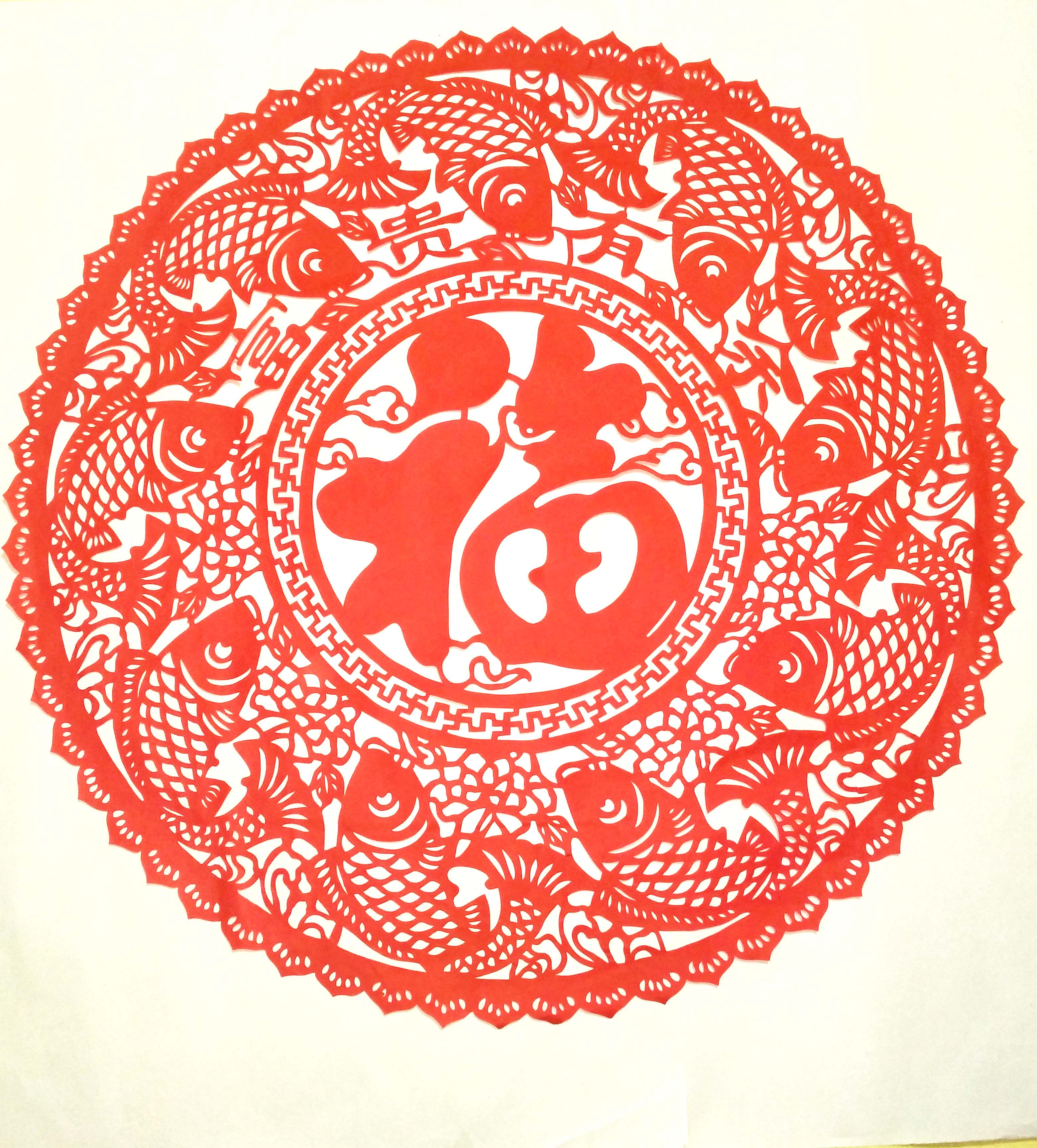 手工68cm面红双面富贵门贴窗花过年春节剪纸剪纸