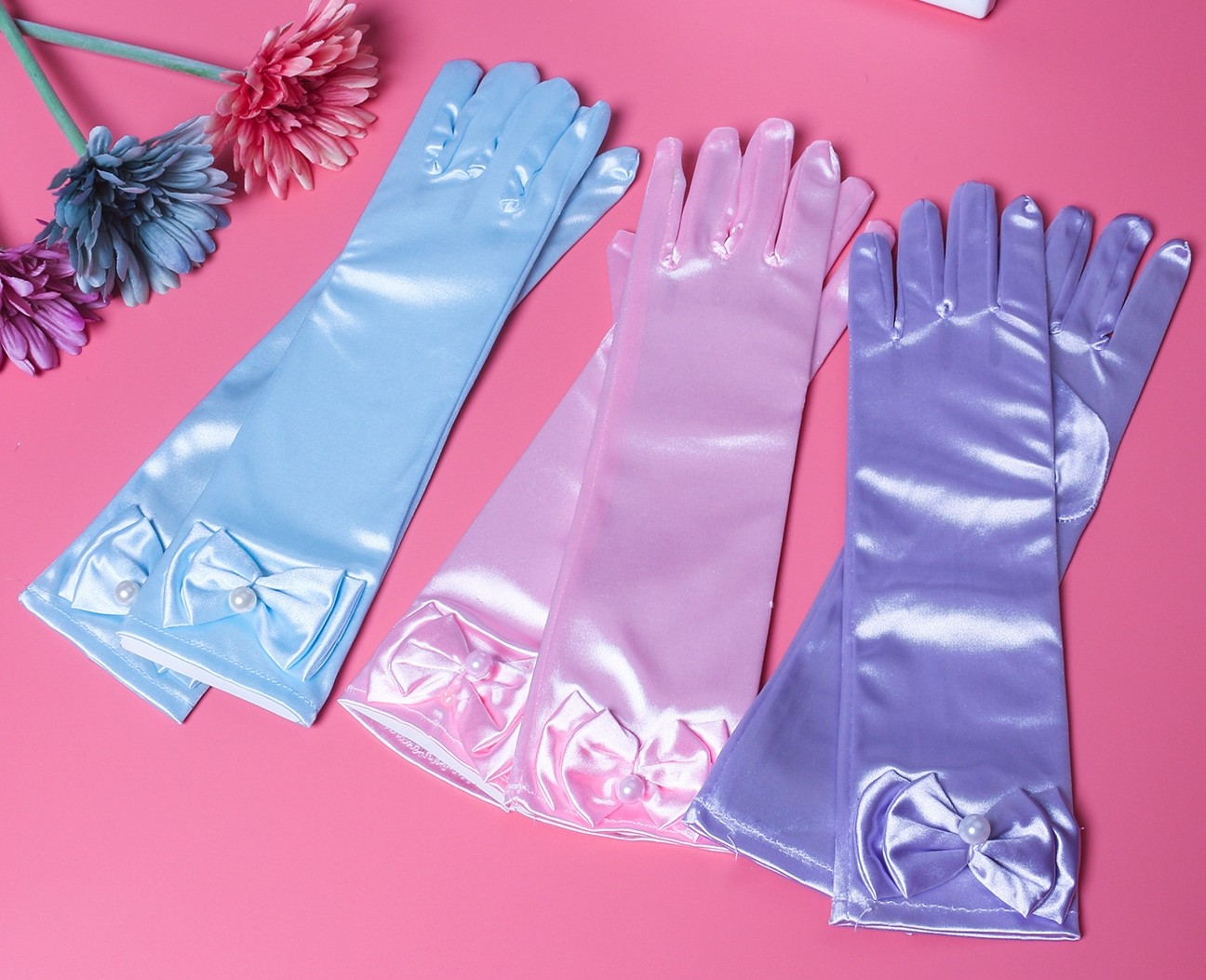 手套冰雪奇缘艾莎白雪公主苏菲亚女童视频白色全指手套