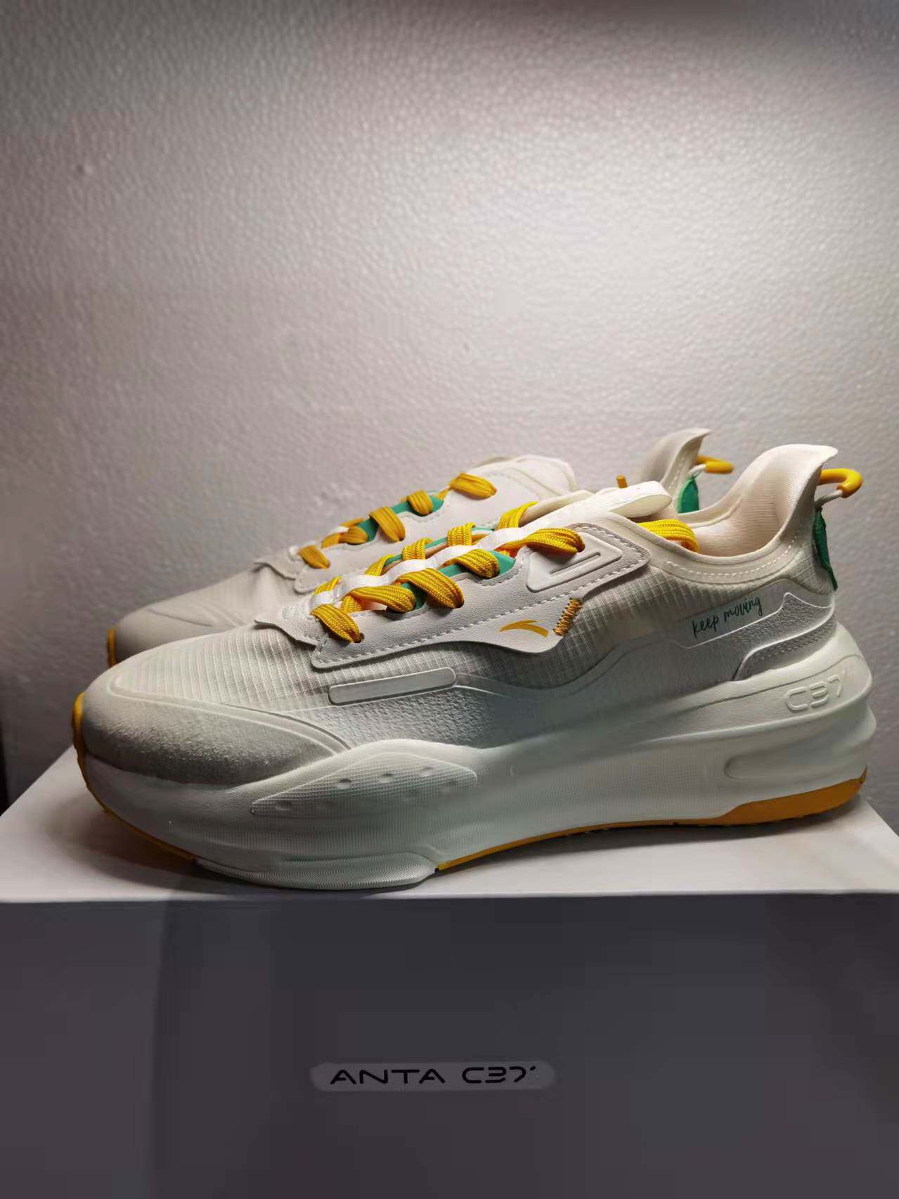 安踏c37丹宁运动运动休闲休闲鞋2021夏季新款舒弹网板鞋