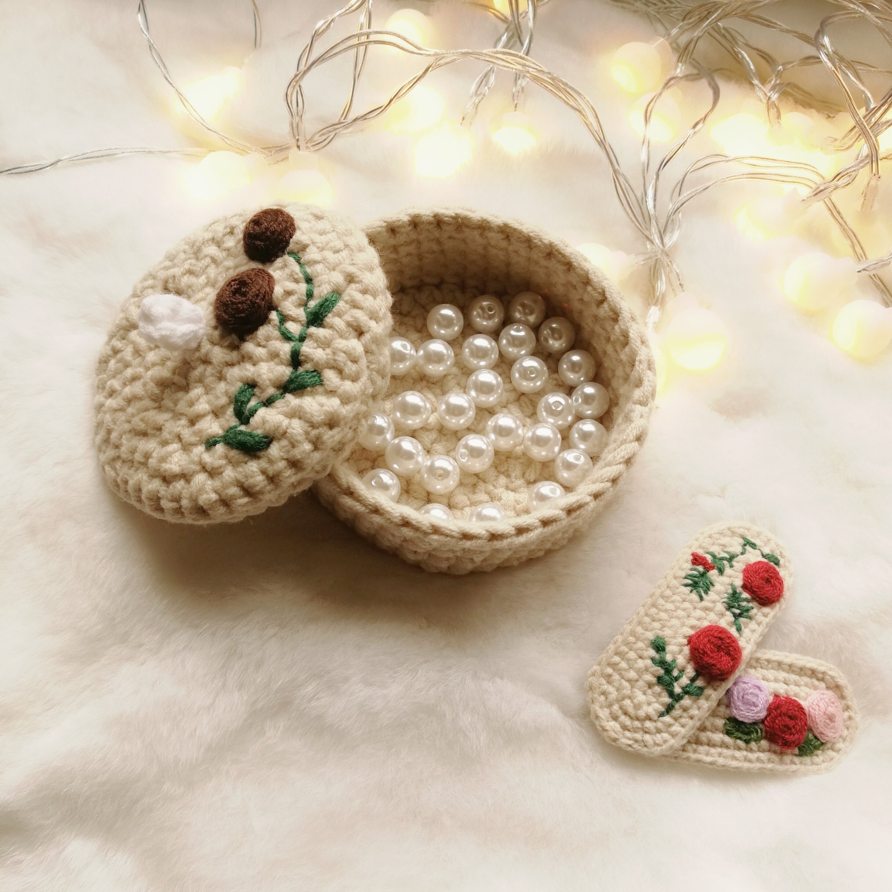 米茶手毛线钩针文艺首饰盒diy材料包打发打发时间毛线