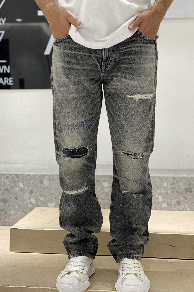 neighborhood牛王clawsavagedpbasicmidnbhd刀割刺绣牛仔裤