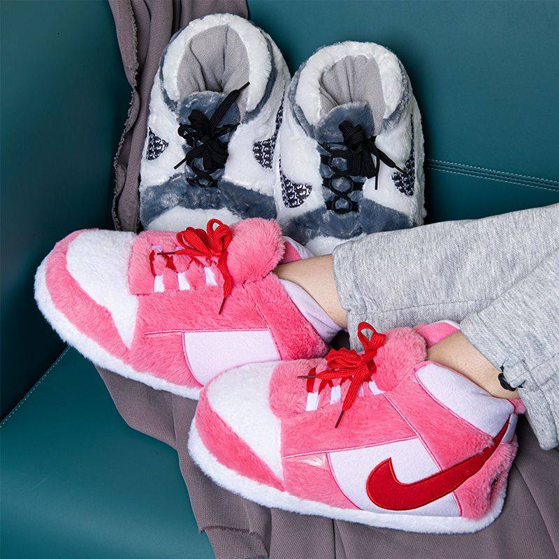 aj棉鞋冬季搞怪男女居家胖胖面包毛绒毛毛居家棉拖