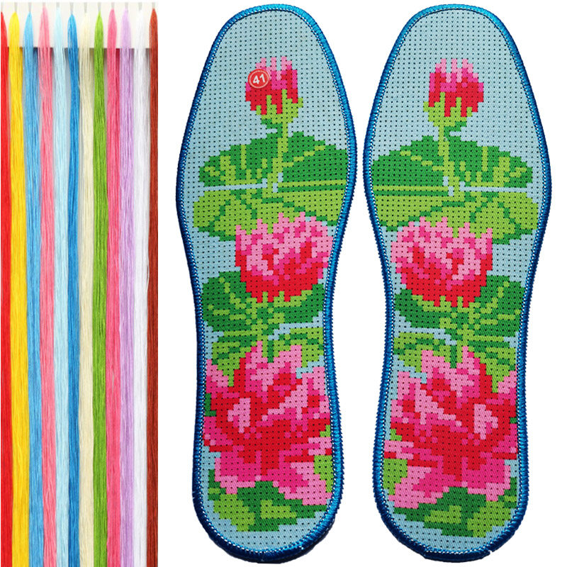 鞋垫2021新款男女十字绣棉布手工自绣加厚绣花鞋垫