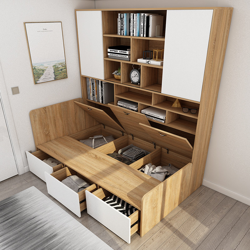 定制衣柜一体组合套装多功能储物床榻榻榻米侧边板式床