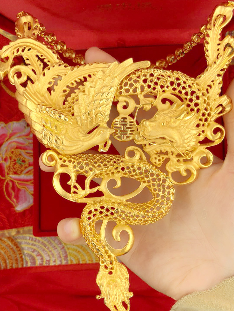 镀金金店新款橱窗摆设龙凤项链饰品新娘结婚项链
