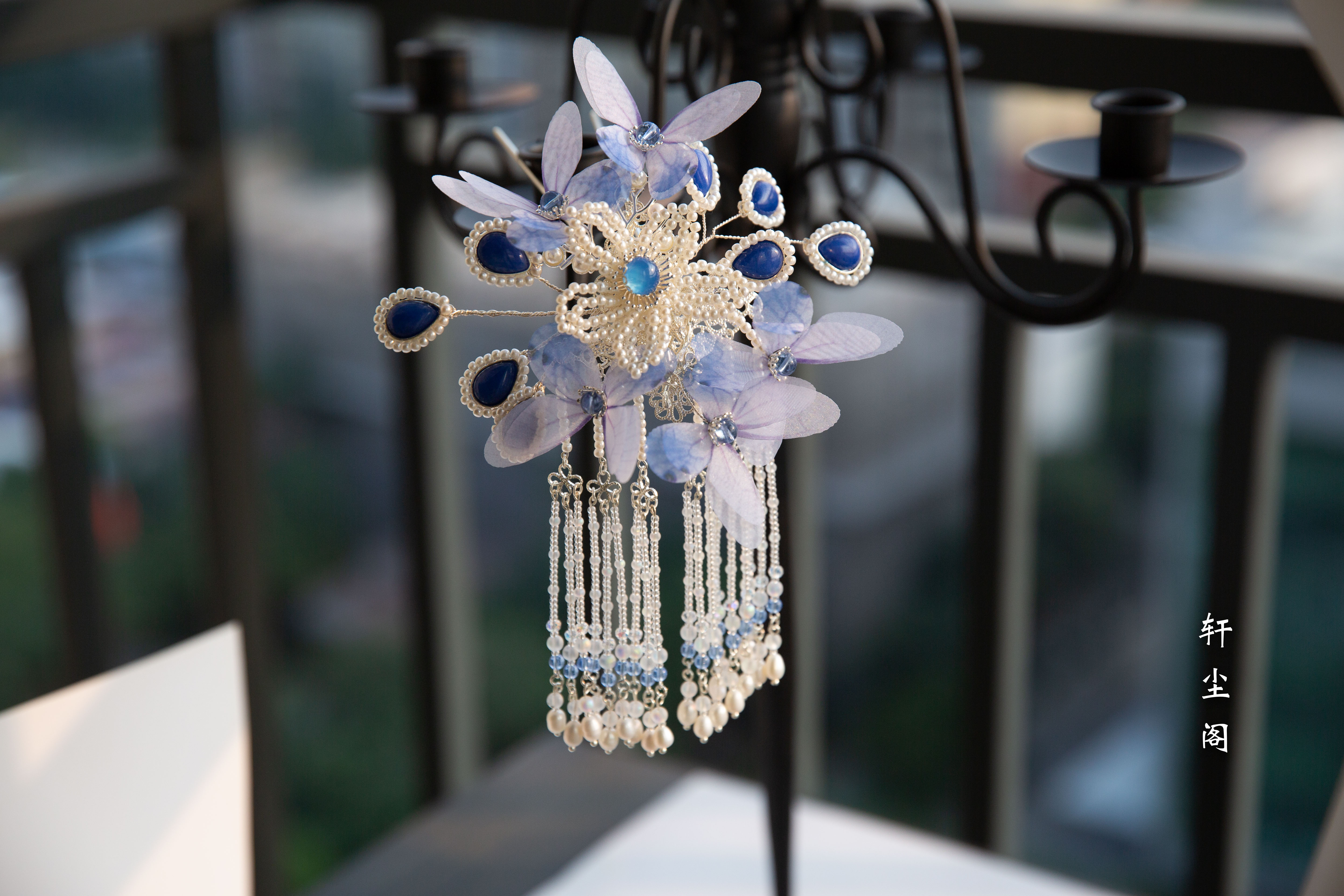 原创设计古风汉服发饰边发簪流苏清新淡雅薄纱发饰