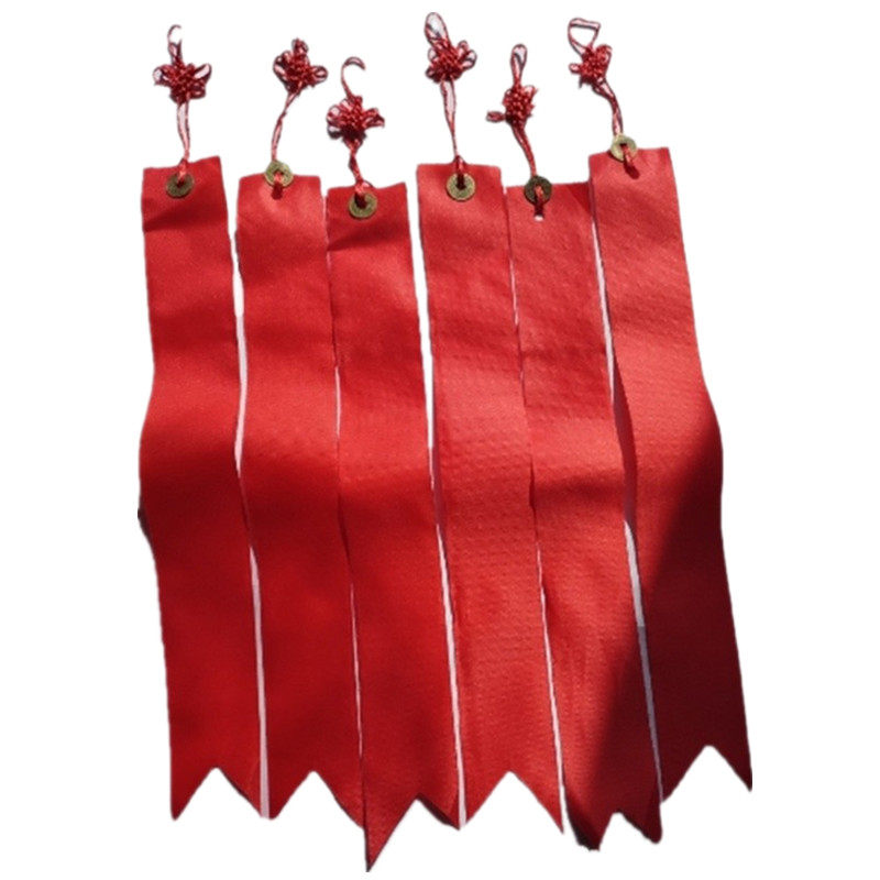 中国结铜钱祈福许愿空白无字款diy红色布条庙会丝带