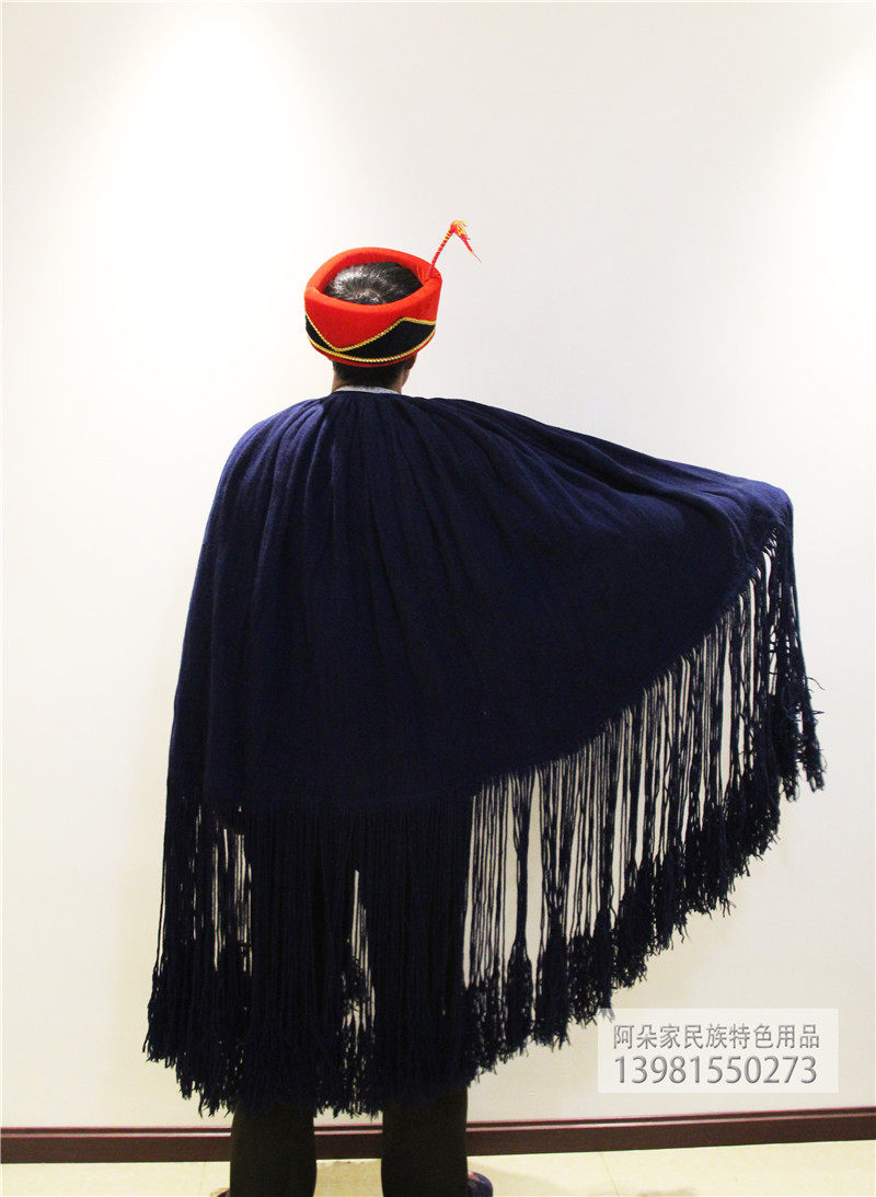 四川品包装饰品装饰服装少数民族手工披毡川大披风彝族