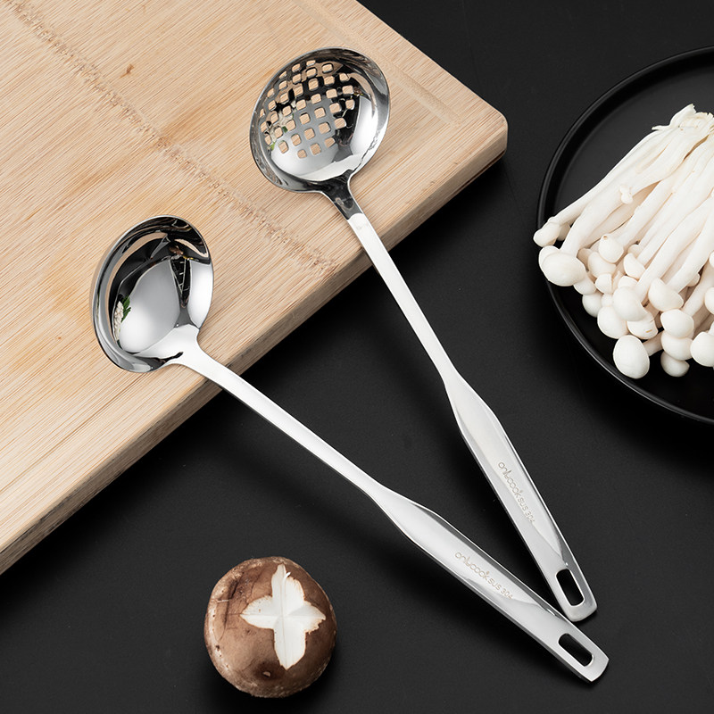 火锅onlycook不锈钢漏勺汤勺套装厨房家用大号长柄漏勺