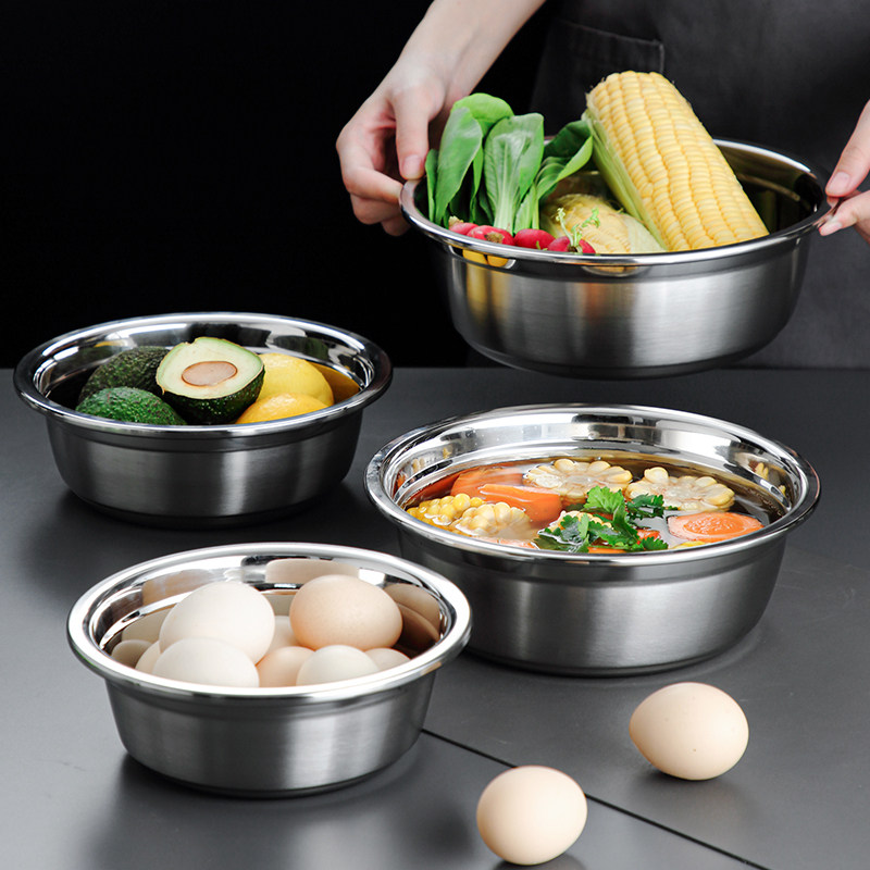 onlycook食品品级不锈钢盆带盖汤盆菜盆家用盆子厨房盆