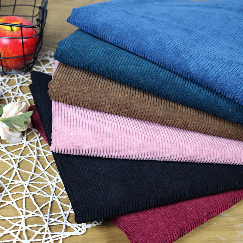 秋冬灯芯绒布料条纹绒布纯色裤子面料粗条老粗海绵垫